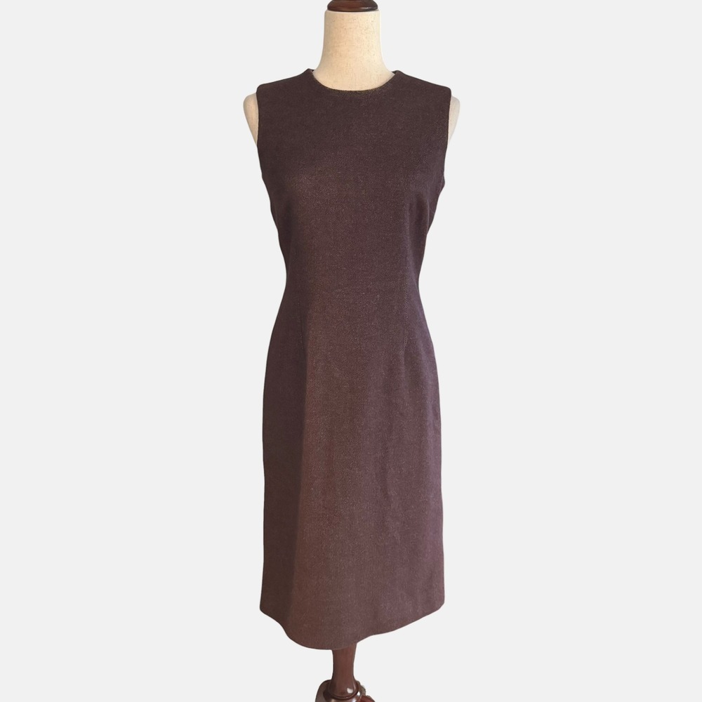 Dolce & Gabbana Industria SPA Brown Wool Shift Dress Silk Lining Italy Sz 42 4 6
